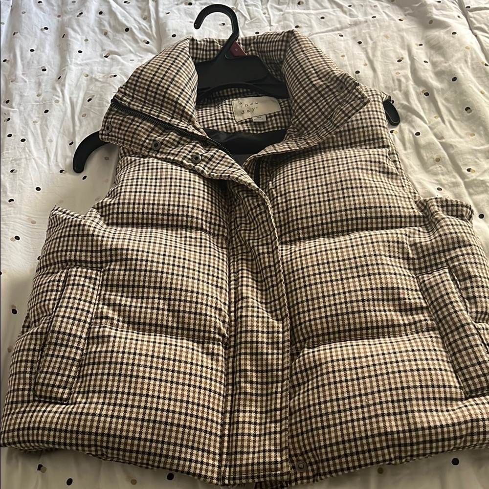 Plaid Puffer Vest for Women